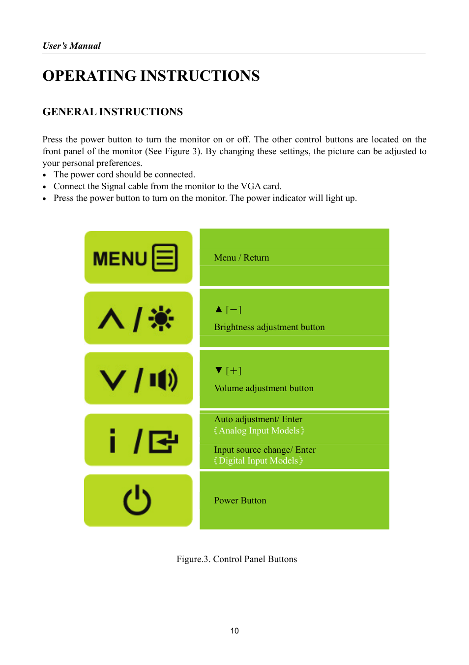 Operating instructions, General instructions | Hanns.G LCD DISPLAY HH251 User Manual | Page 10 / 21