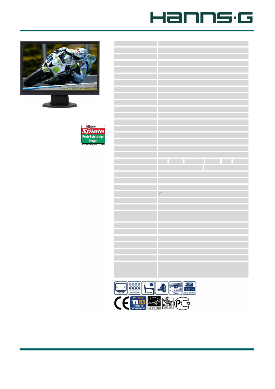 Hanns.G Hi221DP User Manual | 1 page