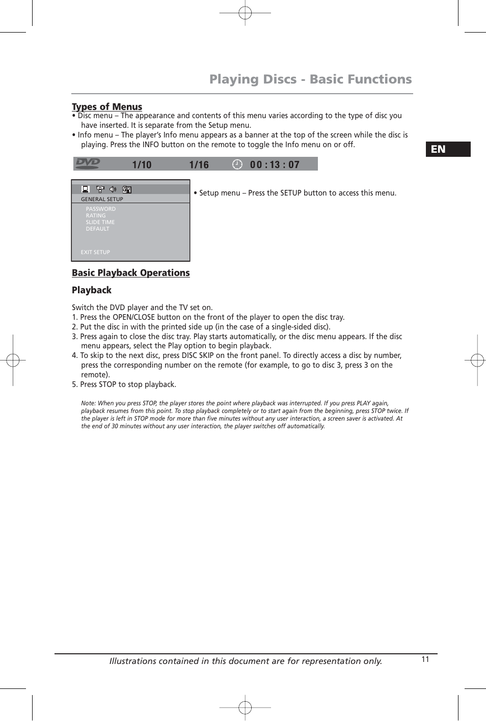Playing discs - basic functions | Home Theater Direct RTD209 User Manual | Page 13 / 37