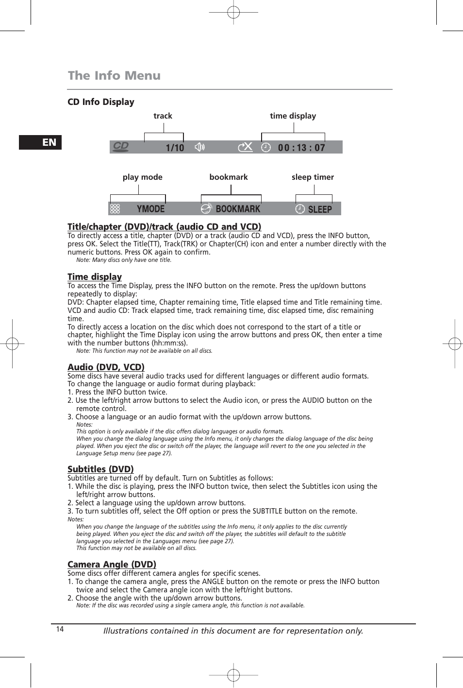 The info menu | Home Theater Direct RTD209 User Manual | Page 16 / 37