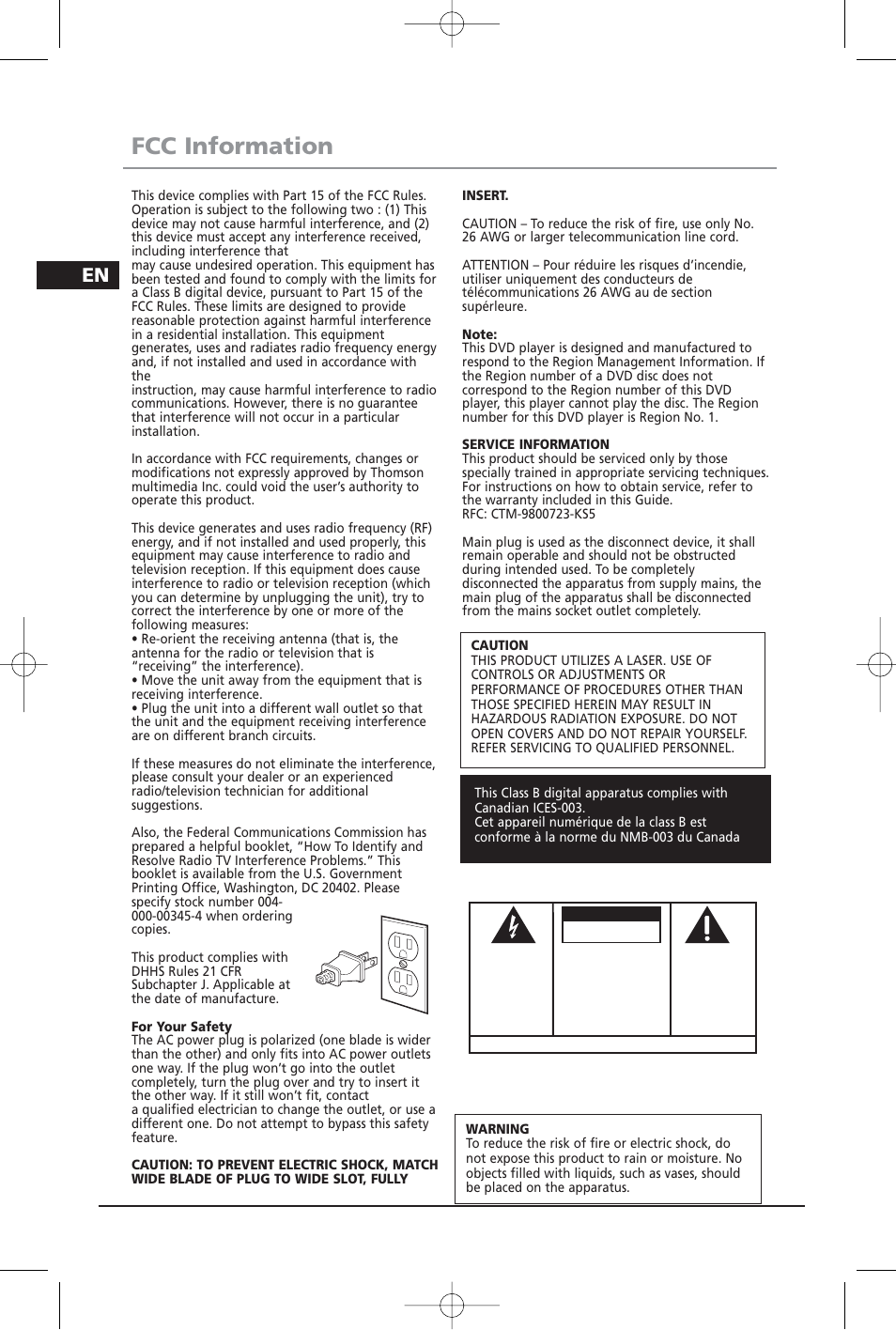 Fcc information, Caution | Home Theater Direct RTD209 User Manual | Page 2 / 37