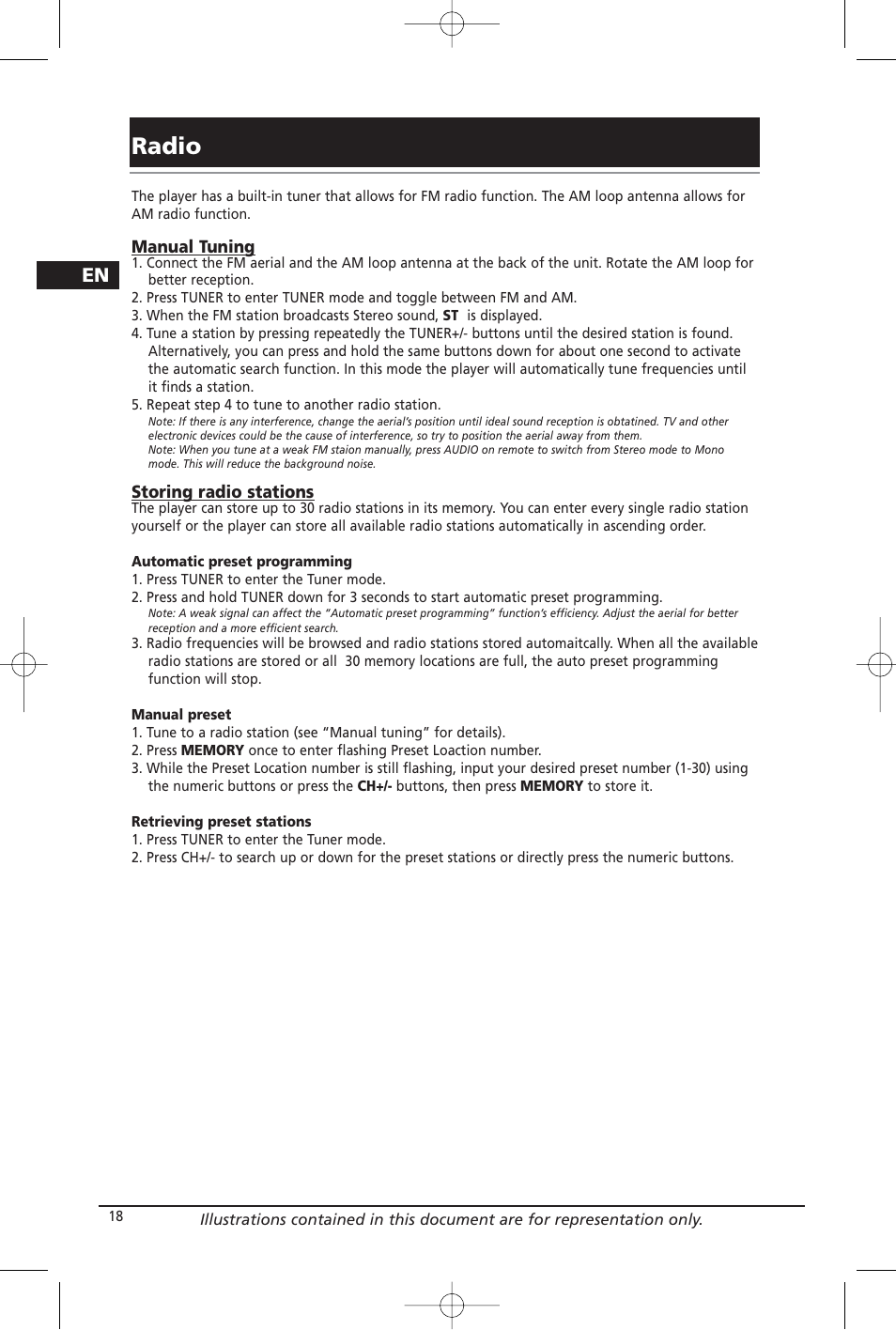 Radio | Home Theater Direct RTD209 User Manual | Page 20 / 37