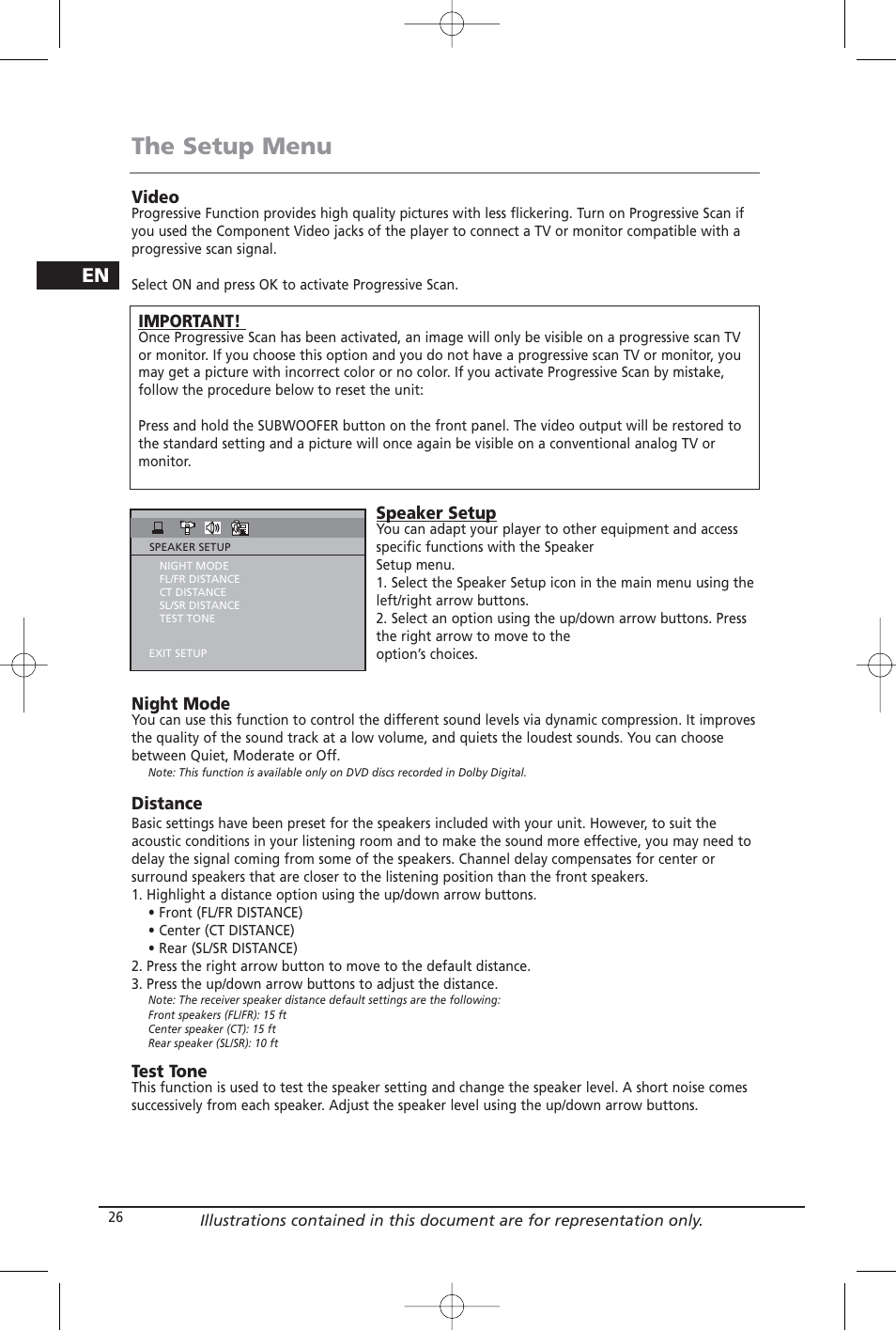 The setup menu | Home Theater Direct RTD209 User Manual | Page 28 / 37