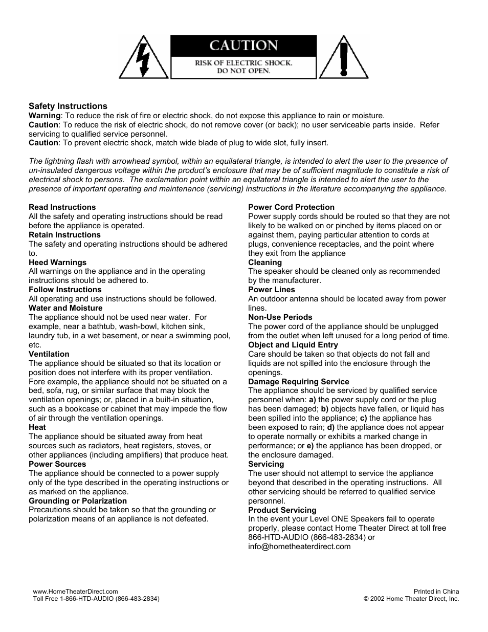 Home Theater Direct HTD-A10 User Manual | Page 4 / 4