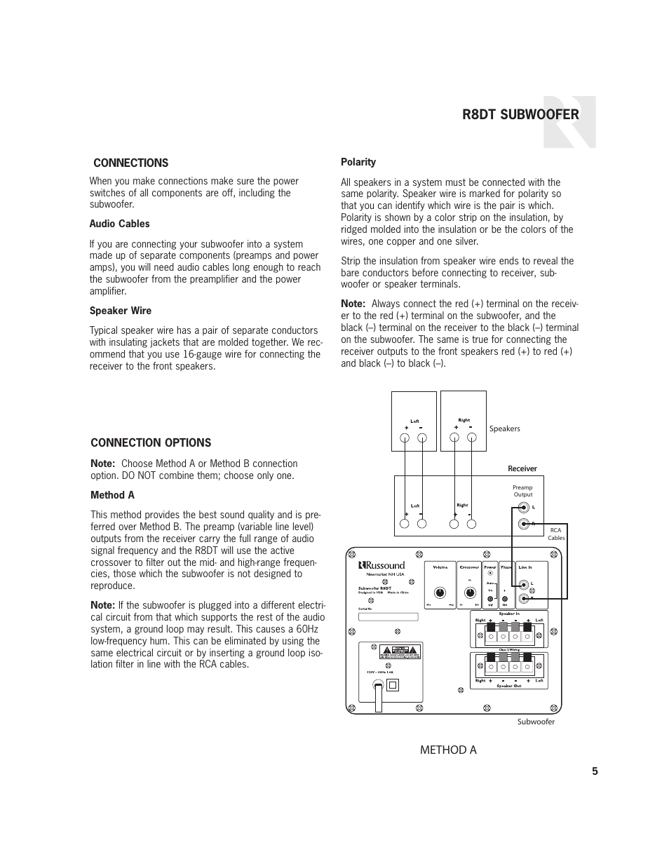 R8dt subwoofer, Method a | Home Theater Direct R8DT User Manual | Page 5 / 8