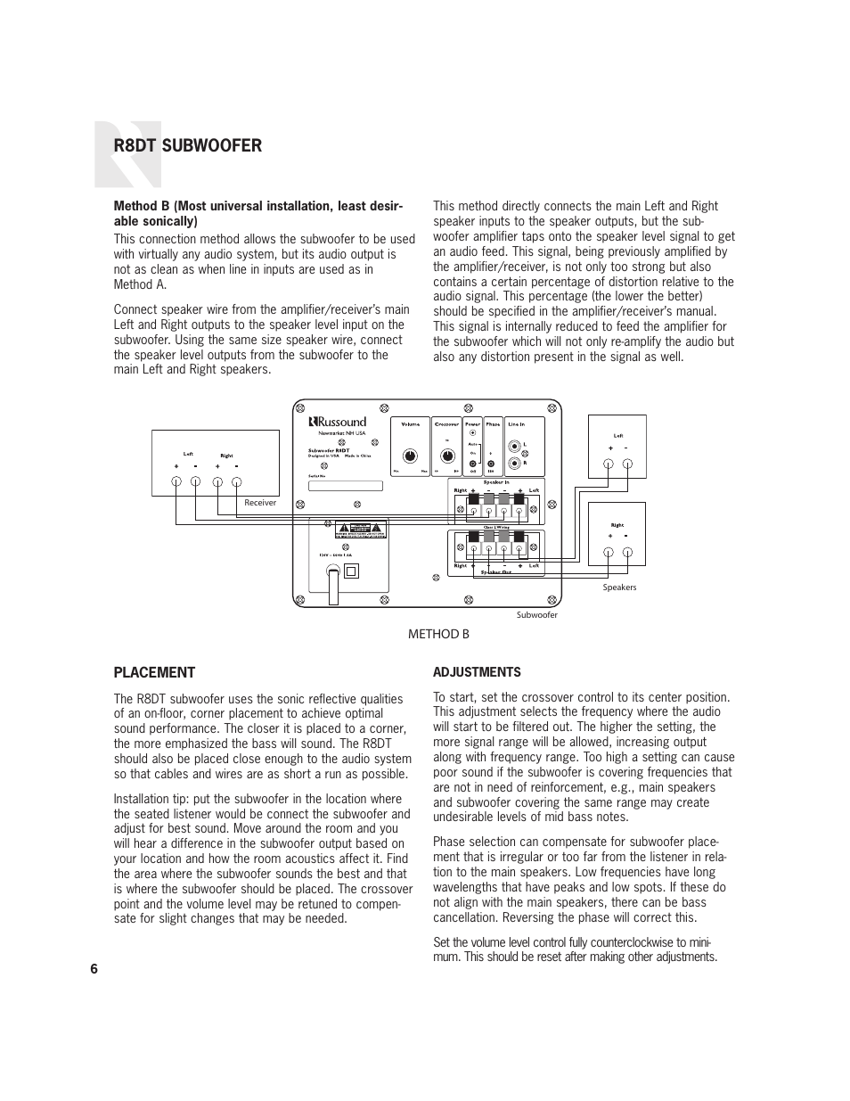 R8dt subwoofer | Home Theater Direct R8DT User Manual | Page 6 / 8