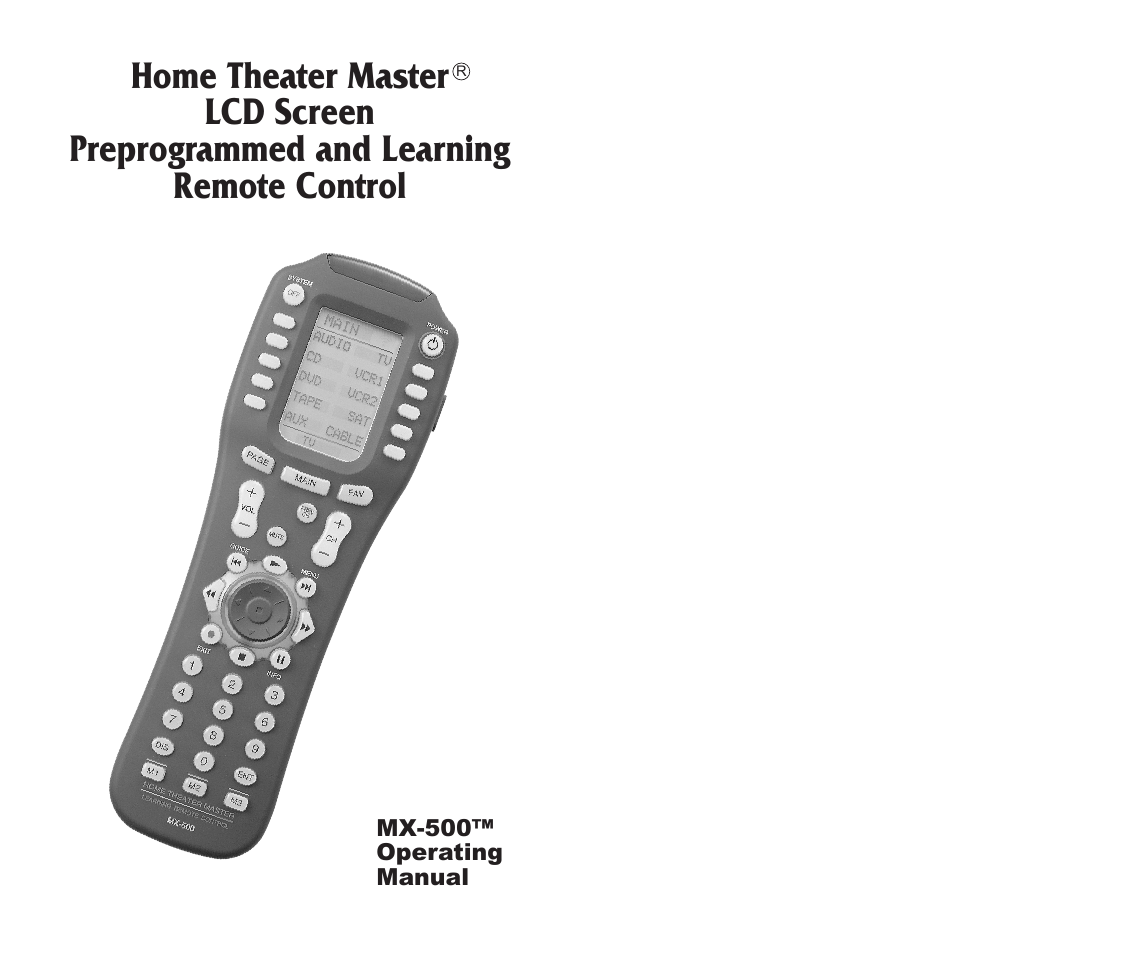 Home Theater Direct MX-500 User Manual | 37 pages