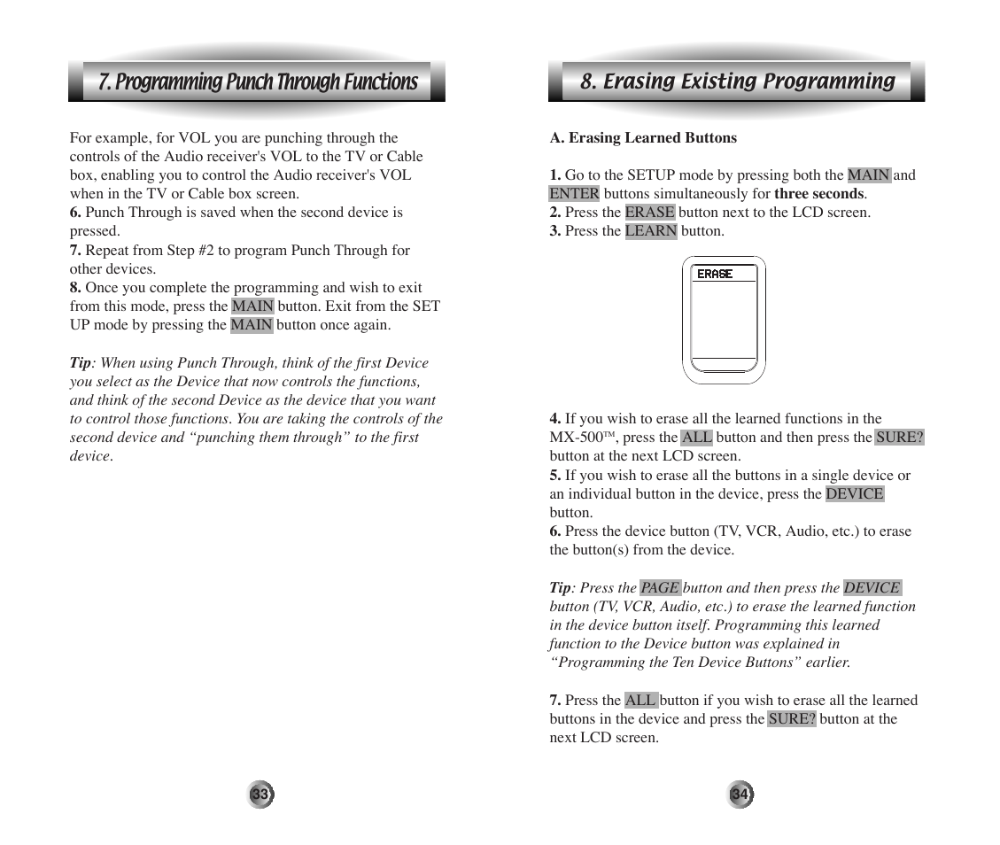 Programming punch through functions | Home Theater Direct MX-500 User Manual | Page 18 / 37