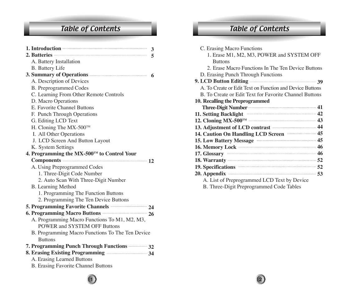 Home Theater Direct MX-500 User Manual | Page 2 / 37