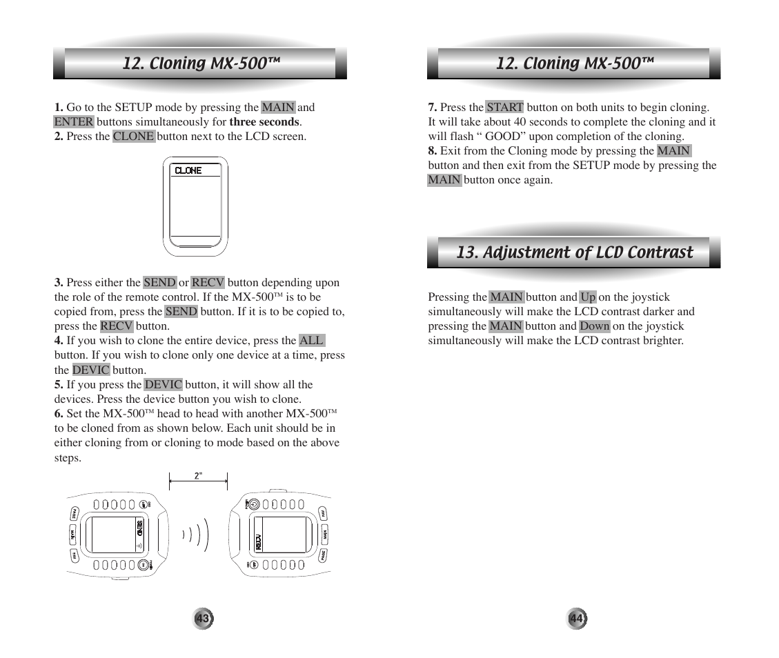 Cloning mx-500ª, Head to head with another mx-500 | Home Theater Direct MX-500 User Manual | Page 23 / 37