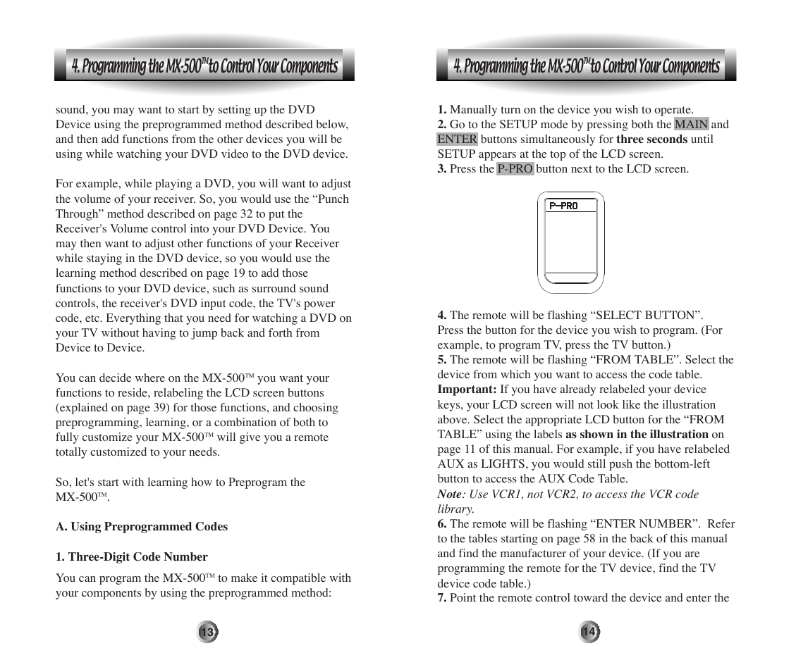 Programming the mx-500 | Home Theater Direct MX-500 User Manual | Page 8 / 37