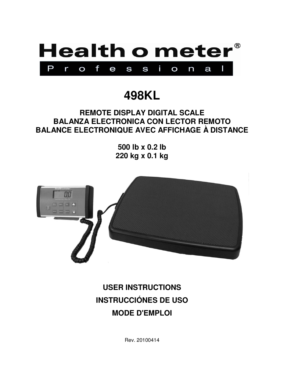 Health O Meter 498KL User Manual | 20 pages