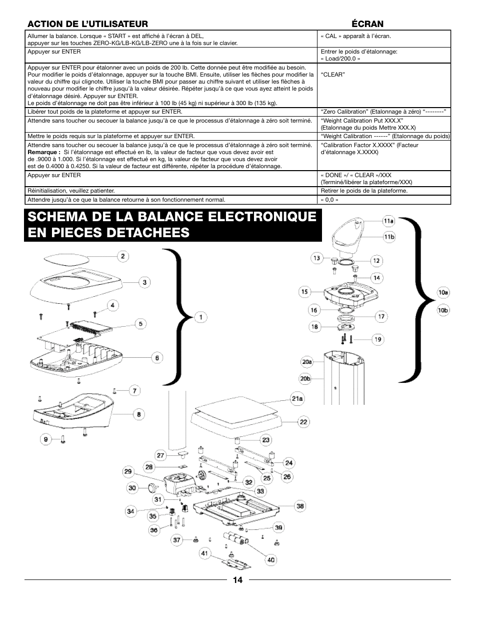 14 action de l’utilisateur écran | Health O Meter PROFESSIONAL 597KL User Manual | Page 14 / 24