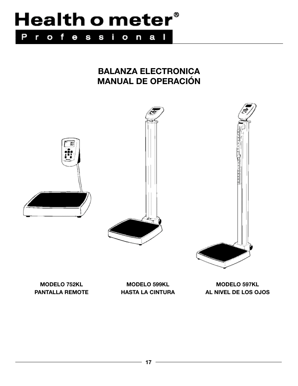 Balanza electronica manual de operación | Health O Meter PROFESSIONAL 597KL User Manual | Page 17 / 24