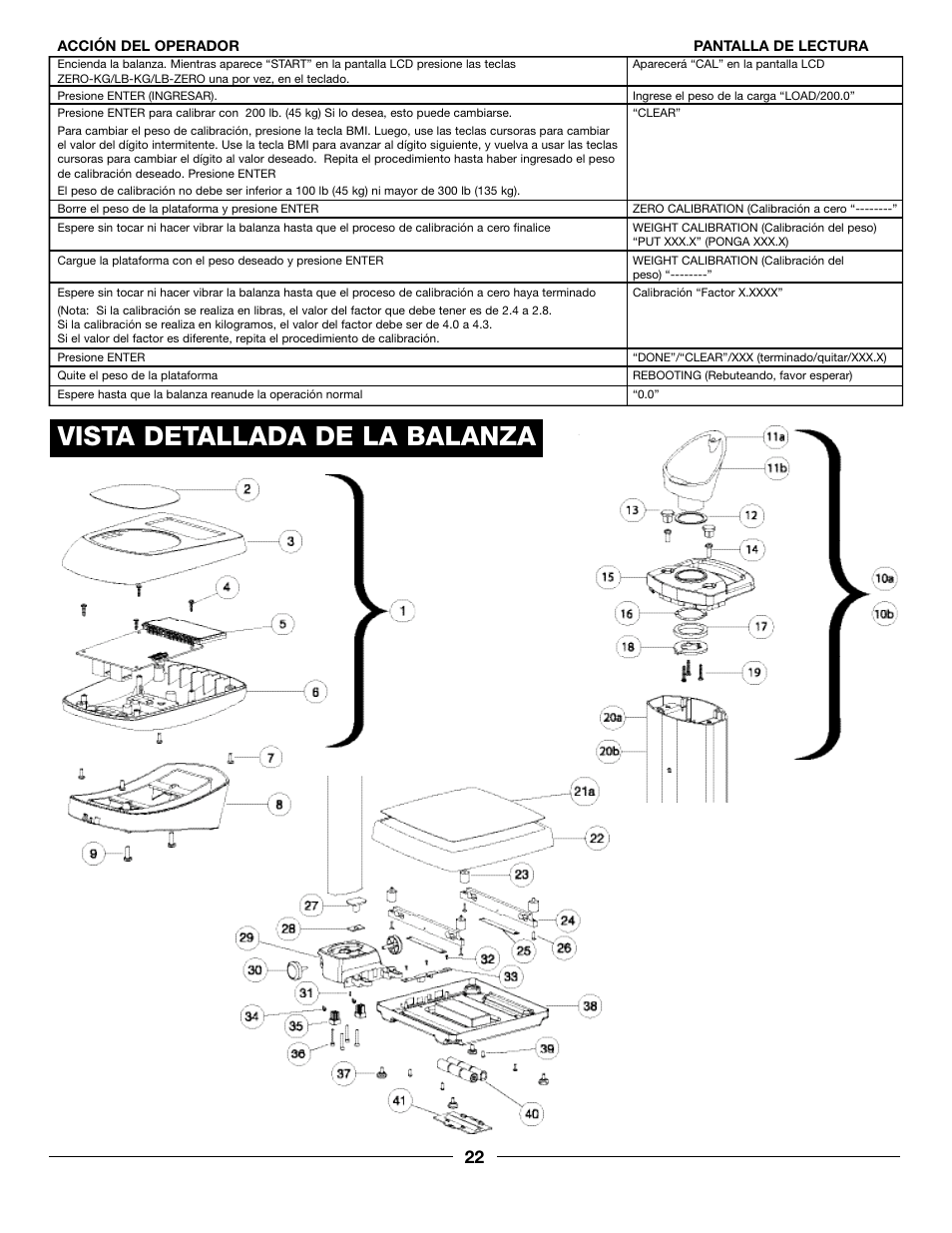 Vista detallada de la balanza | Health O Meter PROFESSIONAL 597KL User Manual | Page 22 / 24