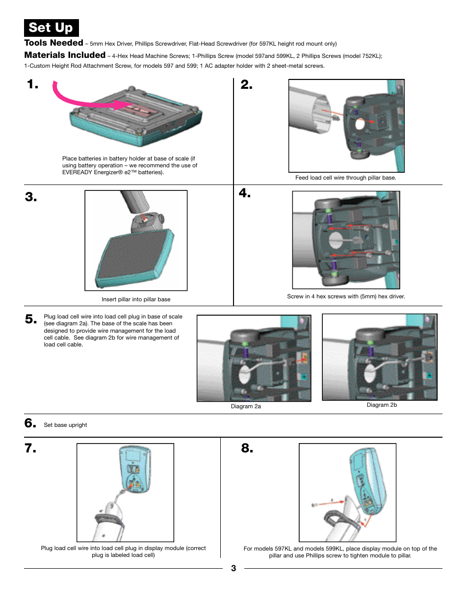 Set up | Health O Meter PROFESSIONAL 597KL User Manual | Page 3 / 24