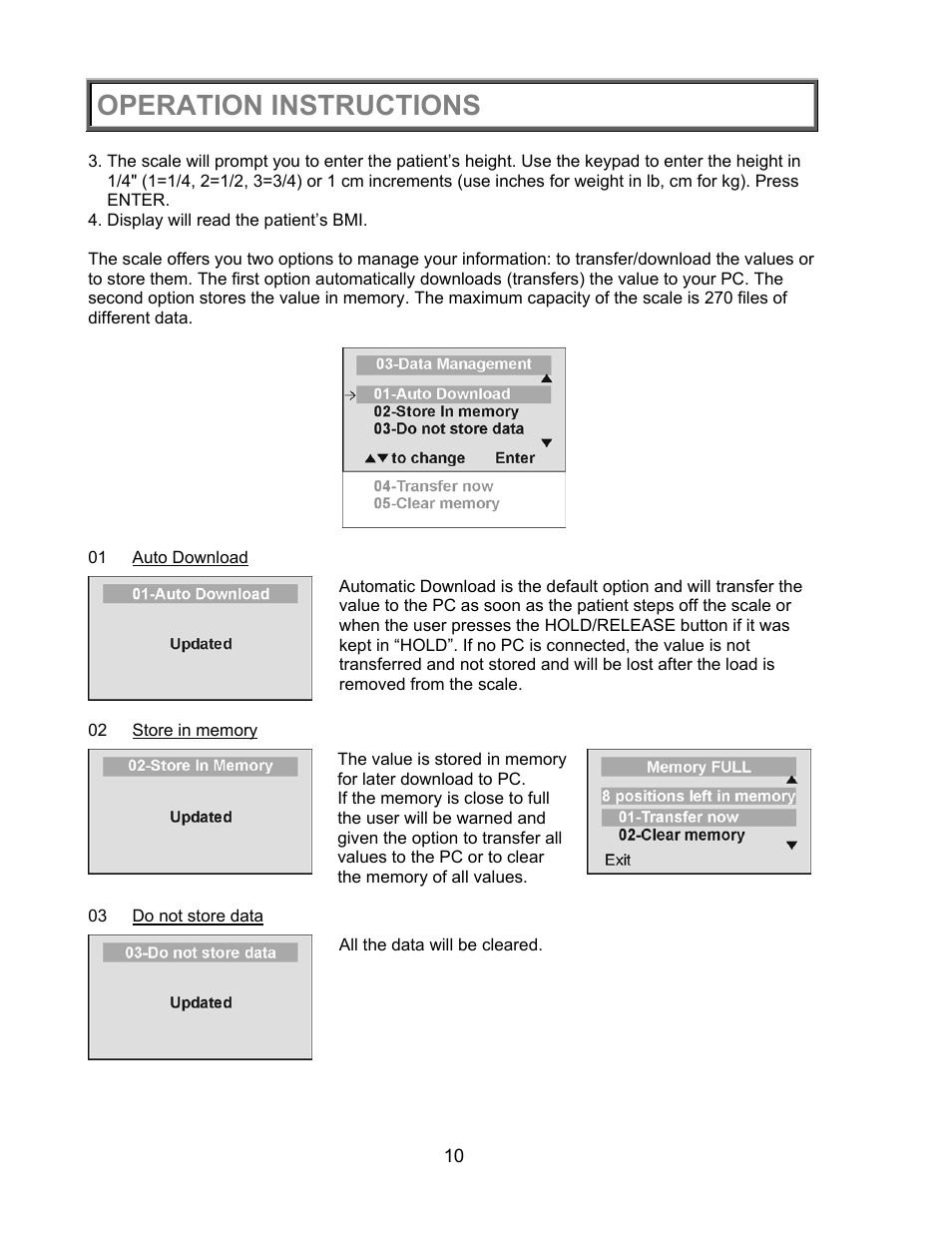Operation instructions | Health O Meter PRO PLUS 2450KL User Manual | Page 11 / 23