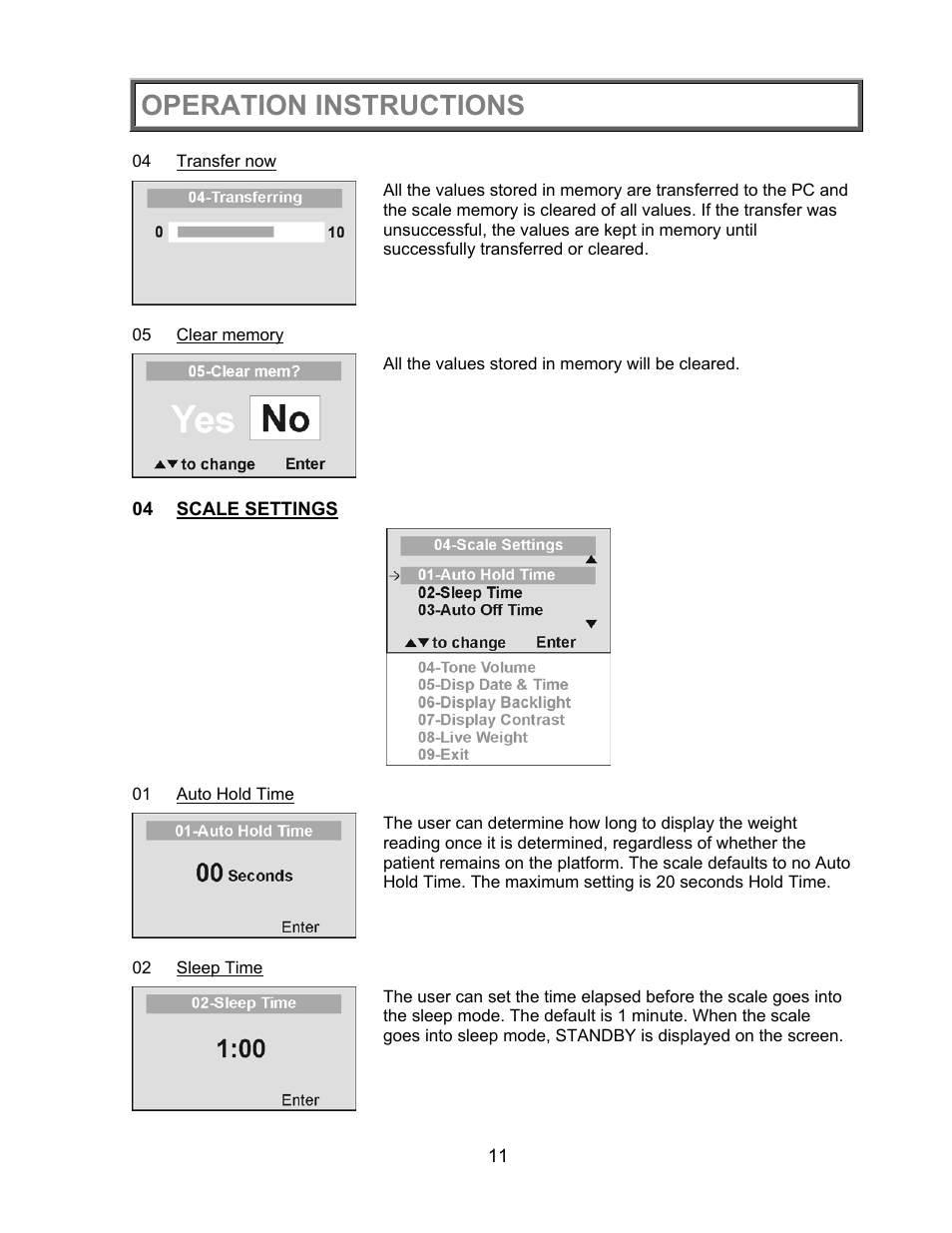 Operation instructions | Health O Meter PRO PLUS 2450KL User Manual | Page 12 / 23