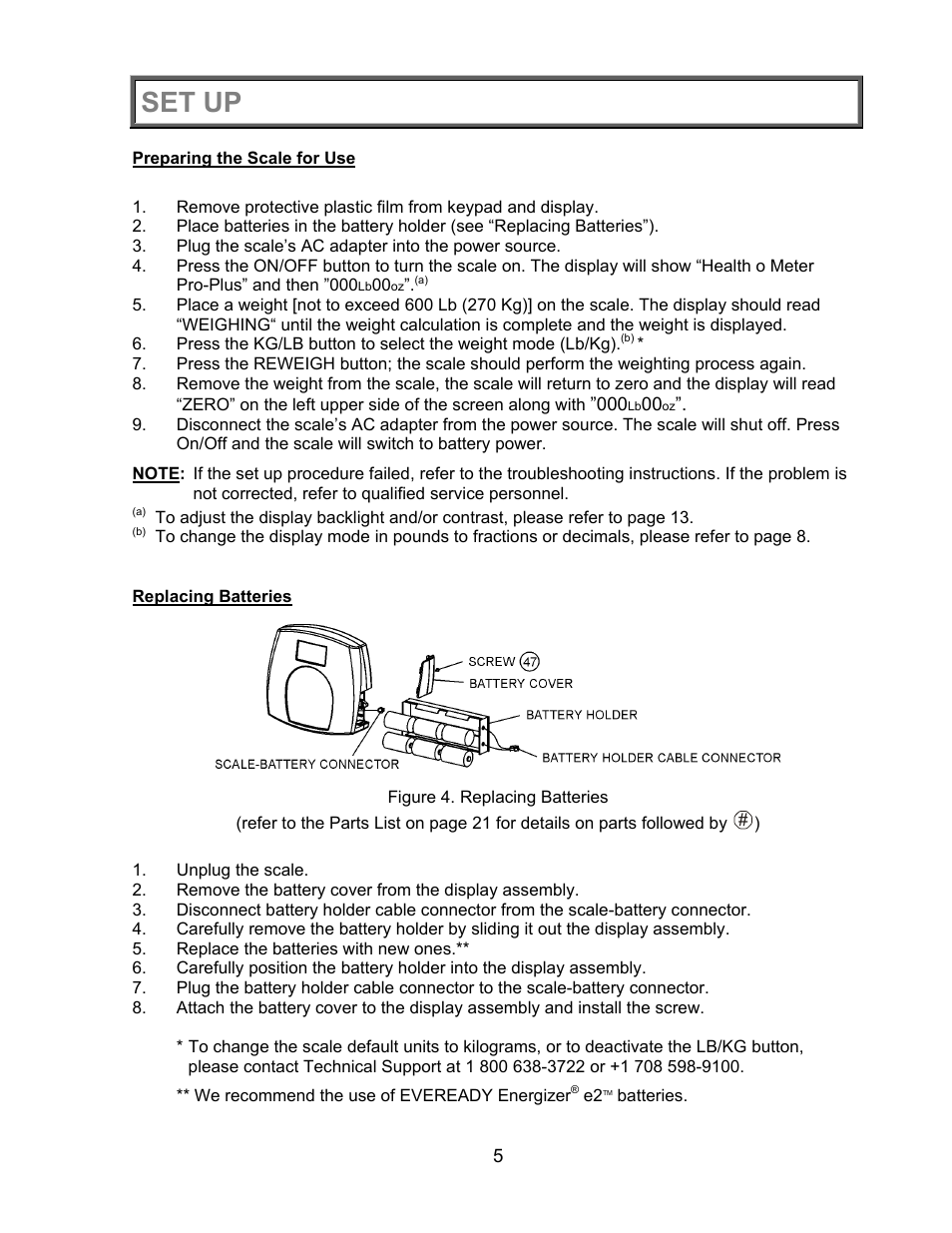 Set up | Health O Meter PRO PLUS 2450KL User Manual | Page 6 / 23