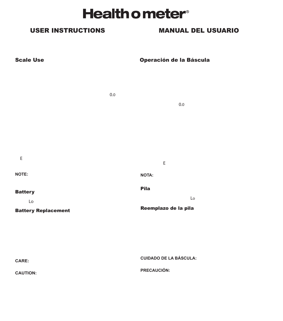 Health O Meter HH3538 User Manual | 1 page