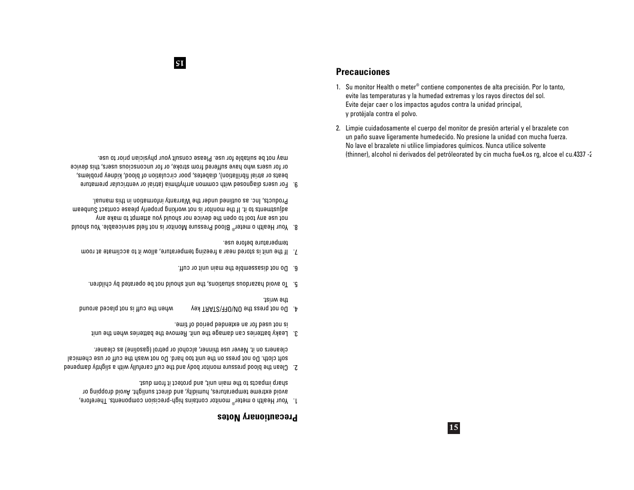 Precauciones | Health O Meter 7633 User Manual | Page 35 / 40