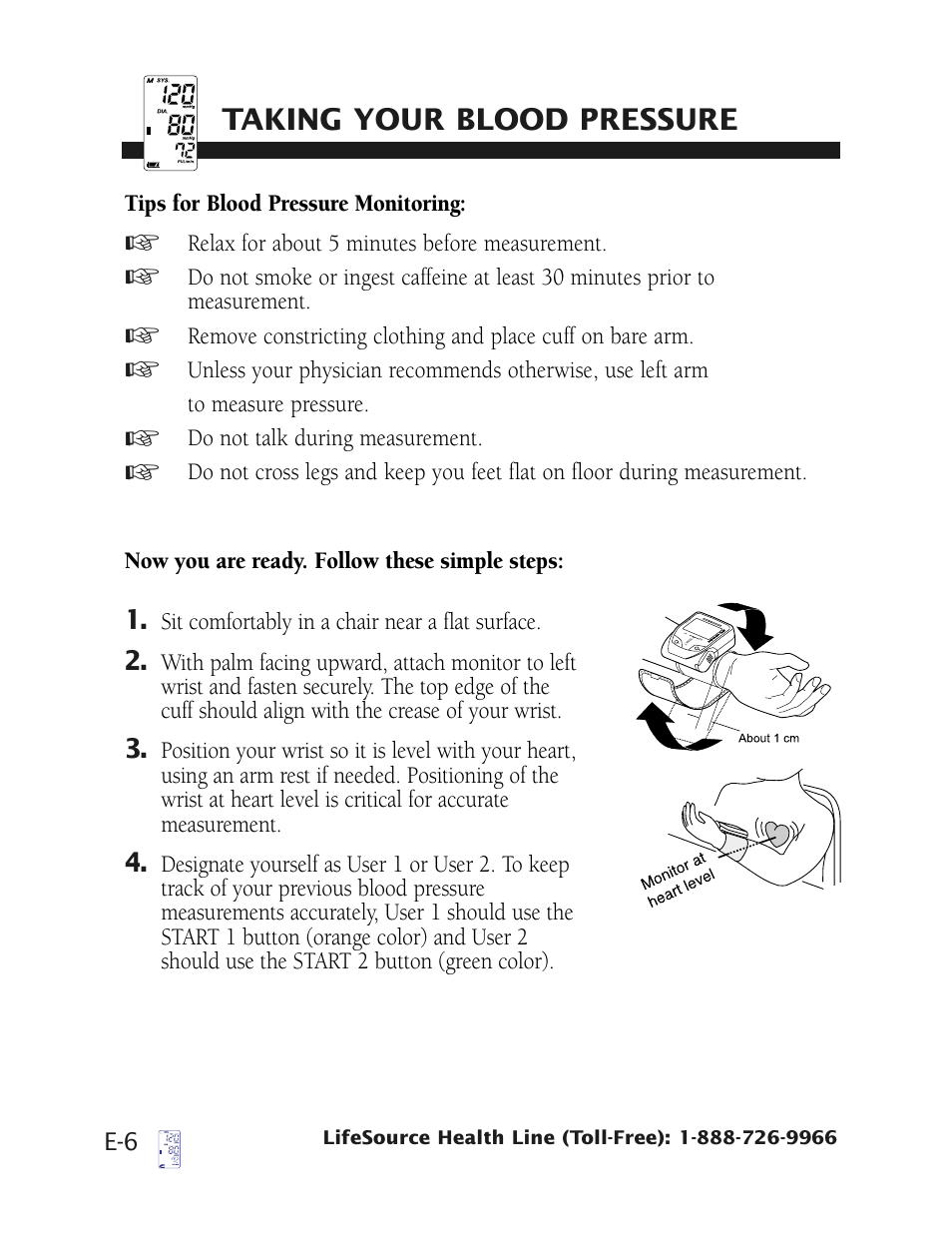 Taking your blood pressure | Health O Meter UB-512 User Manual | Page 9 / 23