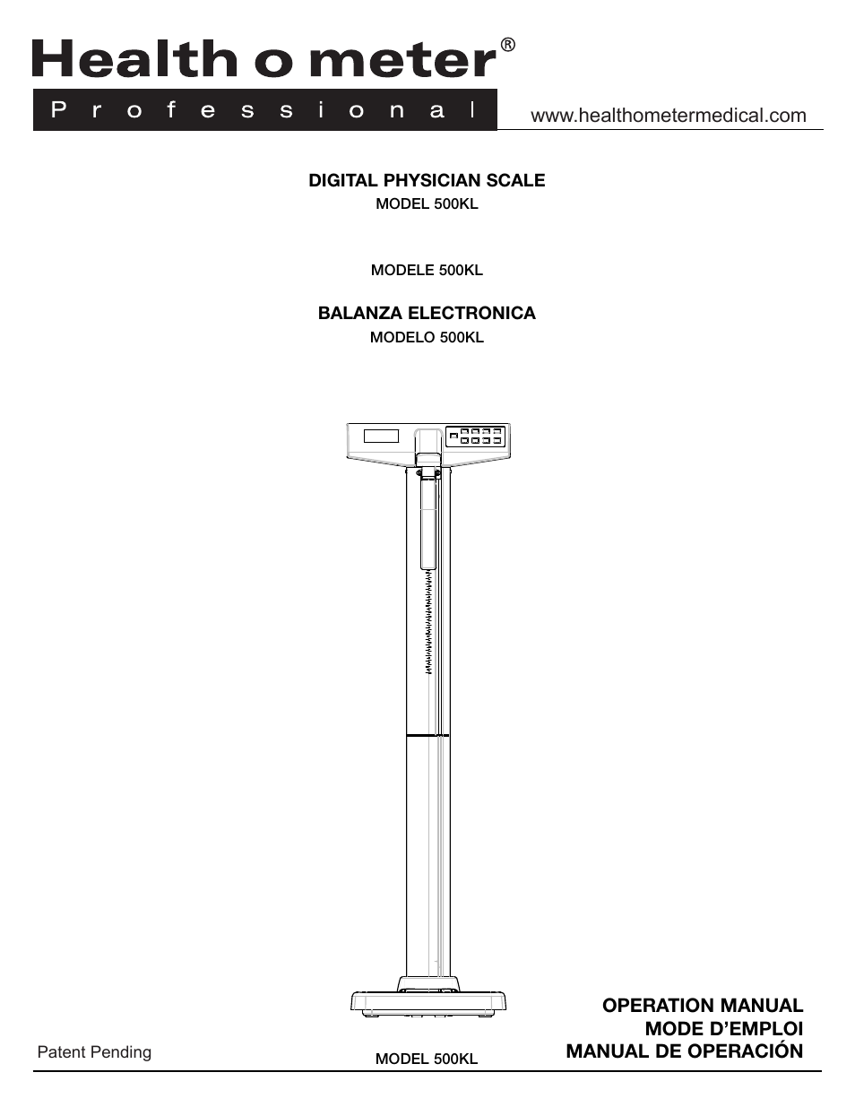 Health O Meter 500KL User Manual | 16 pages