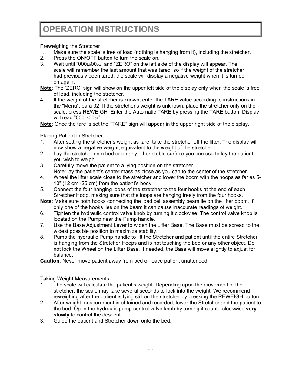 Operation instructions | Health O Meter PROPLUS 2000KL User Manual | Page 12 / 29