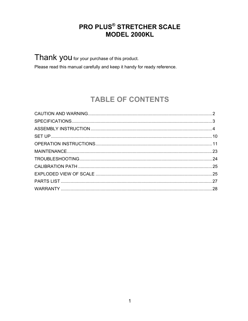 Health O Meter PROPLUS 2000KL User Manual | Page 2 / 29
