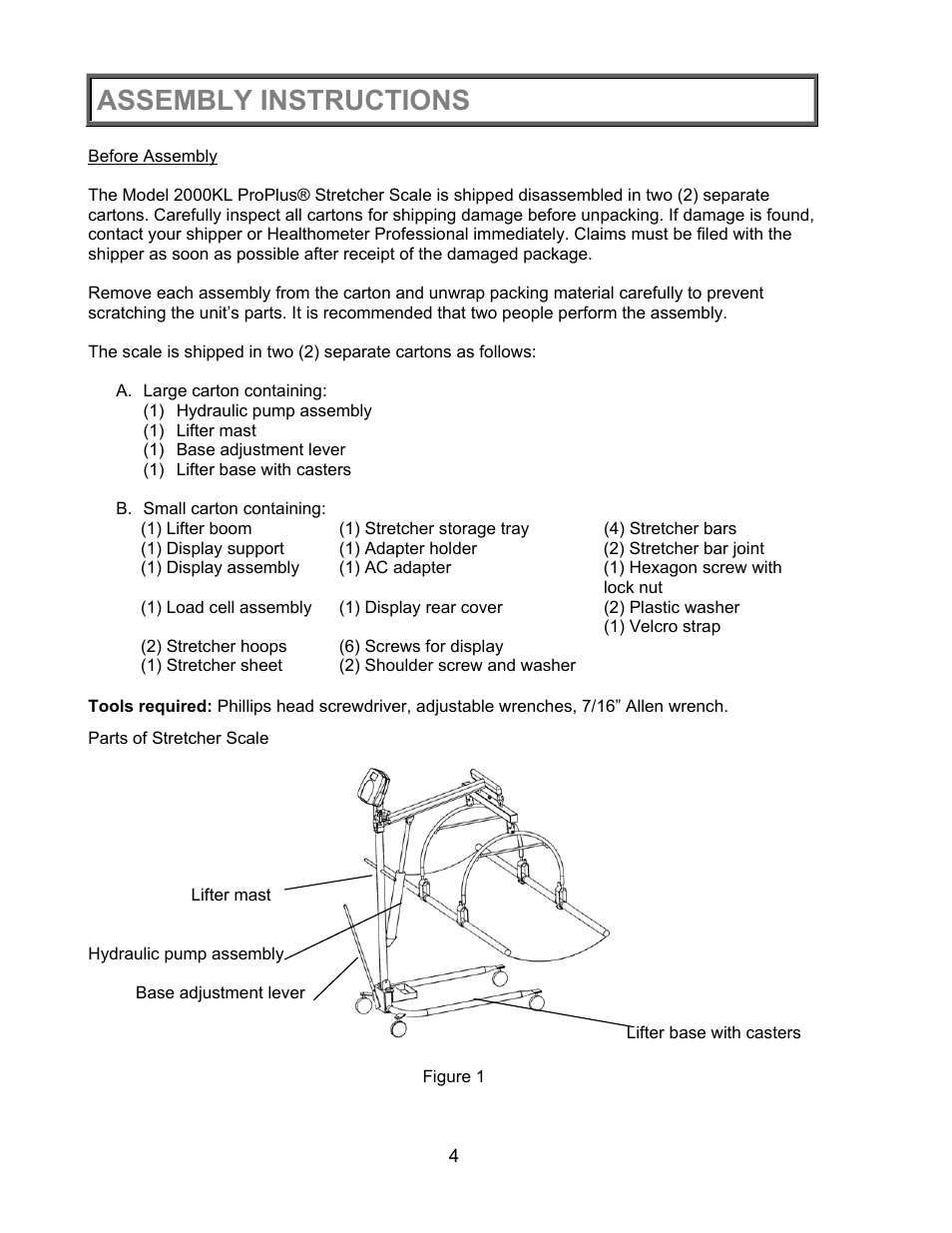 Assembly instructions | Health O Meter PROPLUS 2000KL User Manual | Page 5 / 29