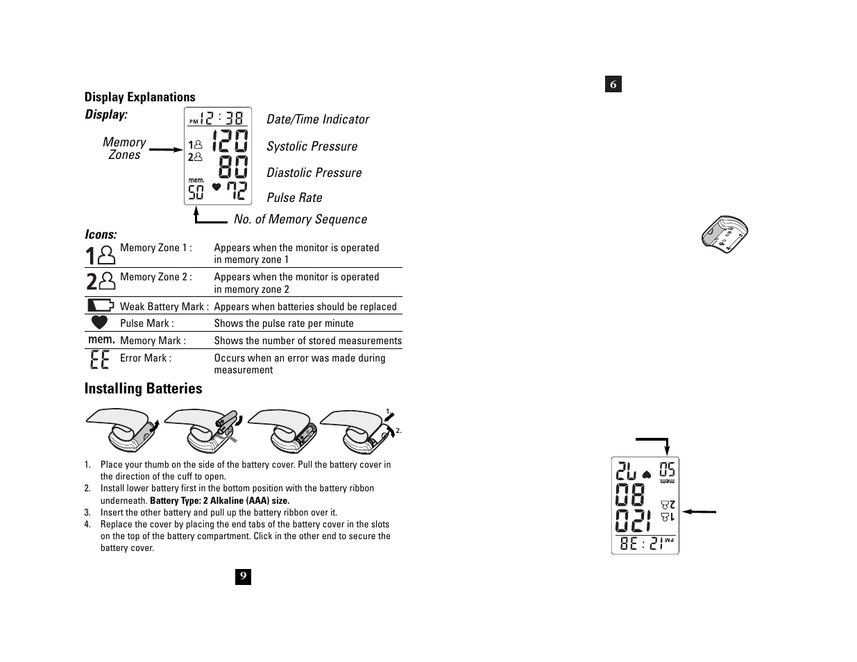 Installing batteries | Health O Meter 7632 User Manual | Page 9 / 42