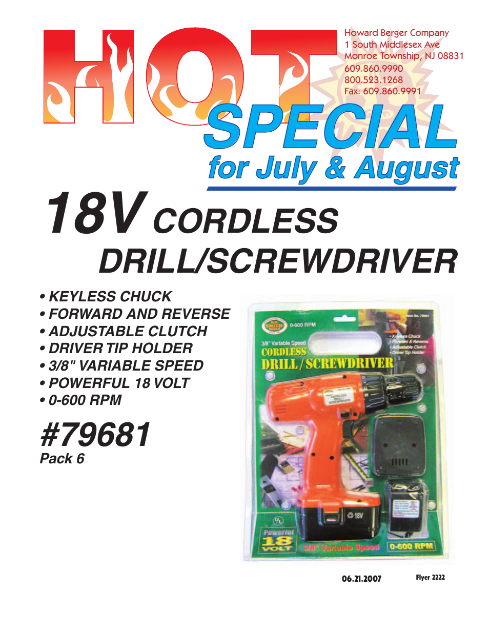 Howard Berger Cordless Drill and Screwdriver User Manual | 1 page