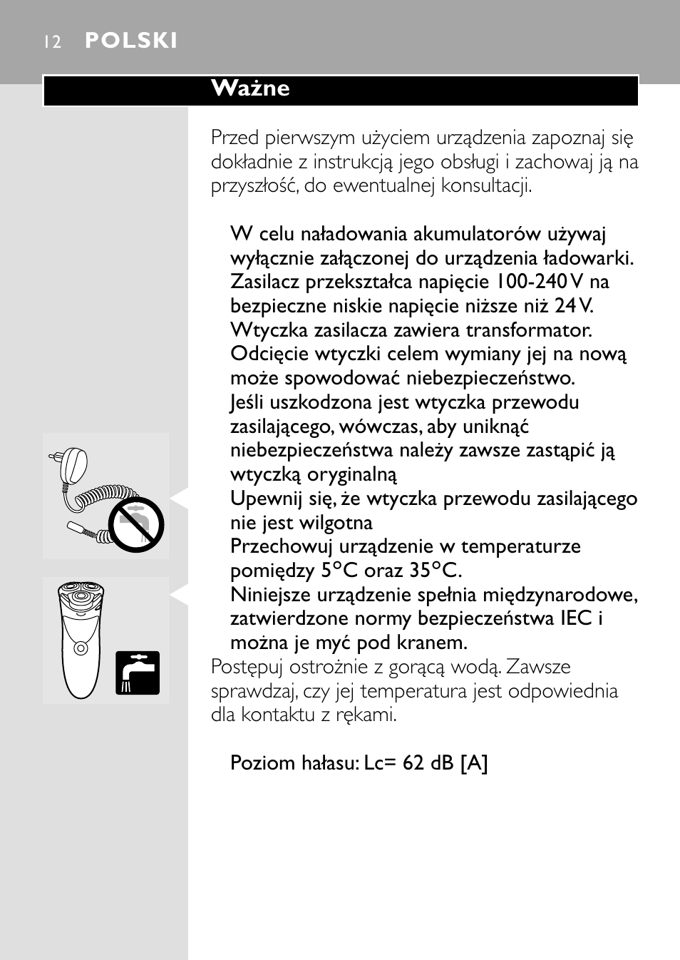 Polski 12 | HQ 8445 User Manual | Page 10 / 124
