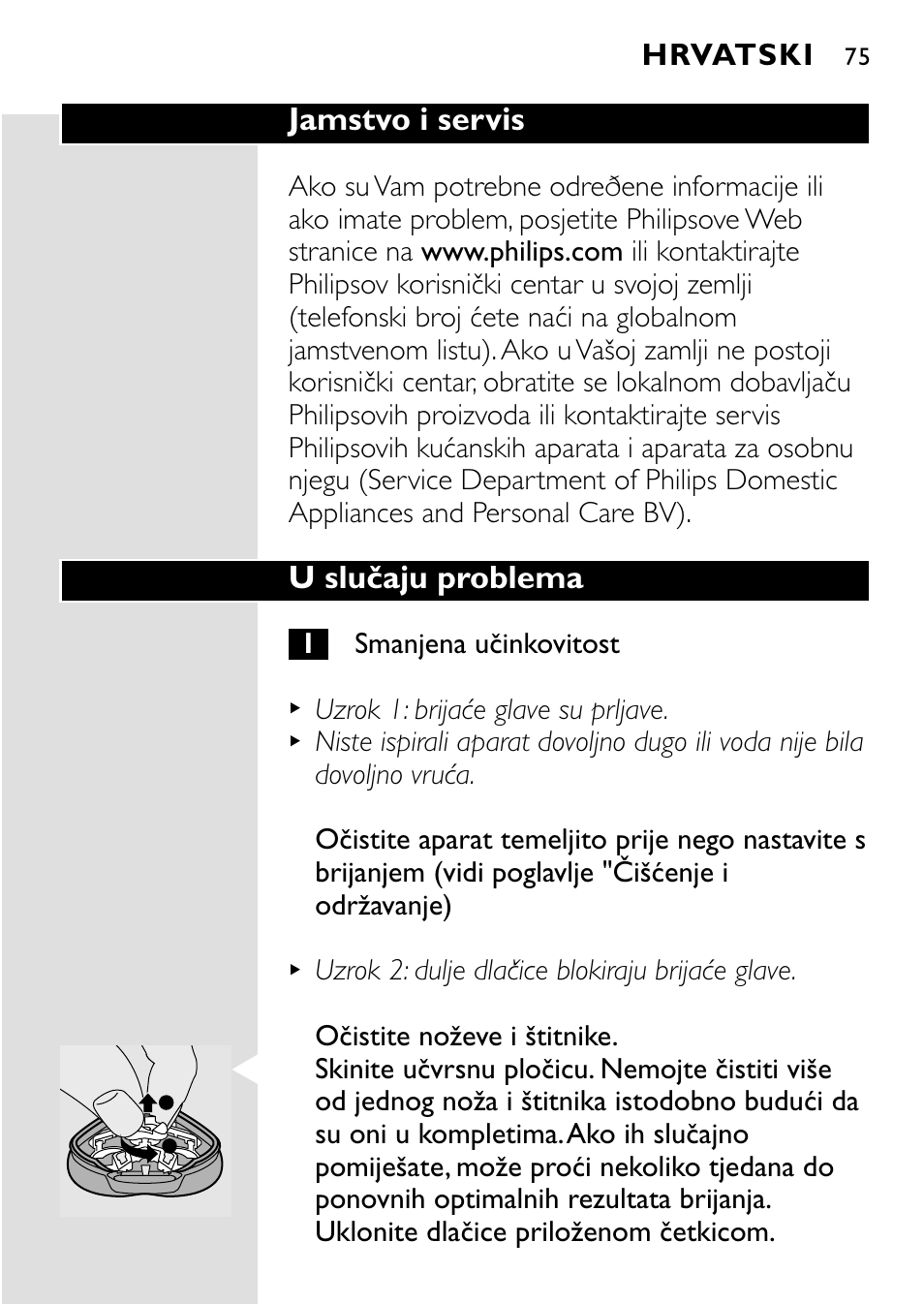 Jamstvo i servis, U slučaju problema, Hrvatski | HQ 8445 User Manual | Page 73 / 124