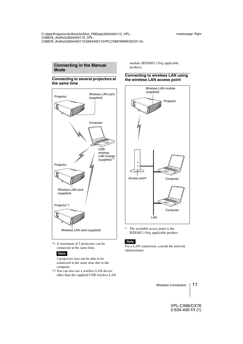 Connecting in the manual mode, Connecting in the manual, Mode | Hama VPL-CX86 User Manual | Page 11 / 33