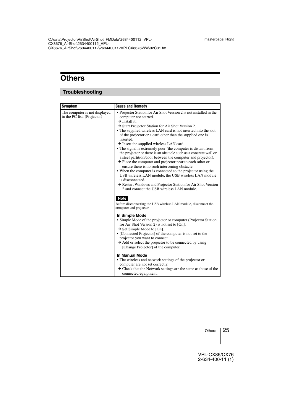 Others, Troubleshooting | Hama VPL-CX86 User Manual | Page 25 / 33