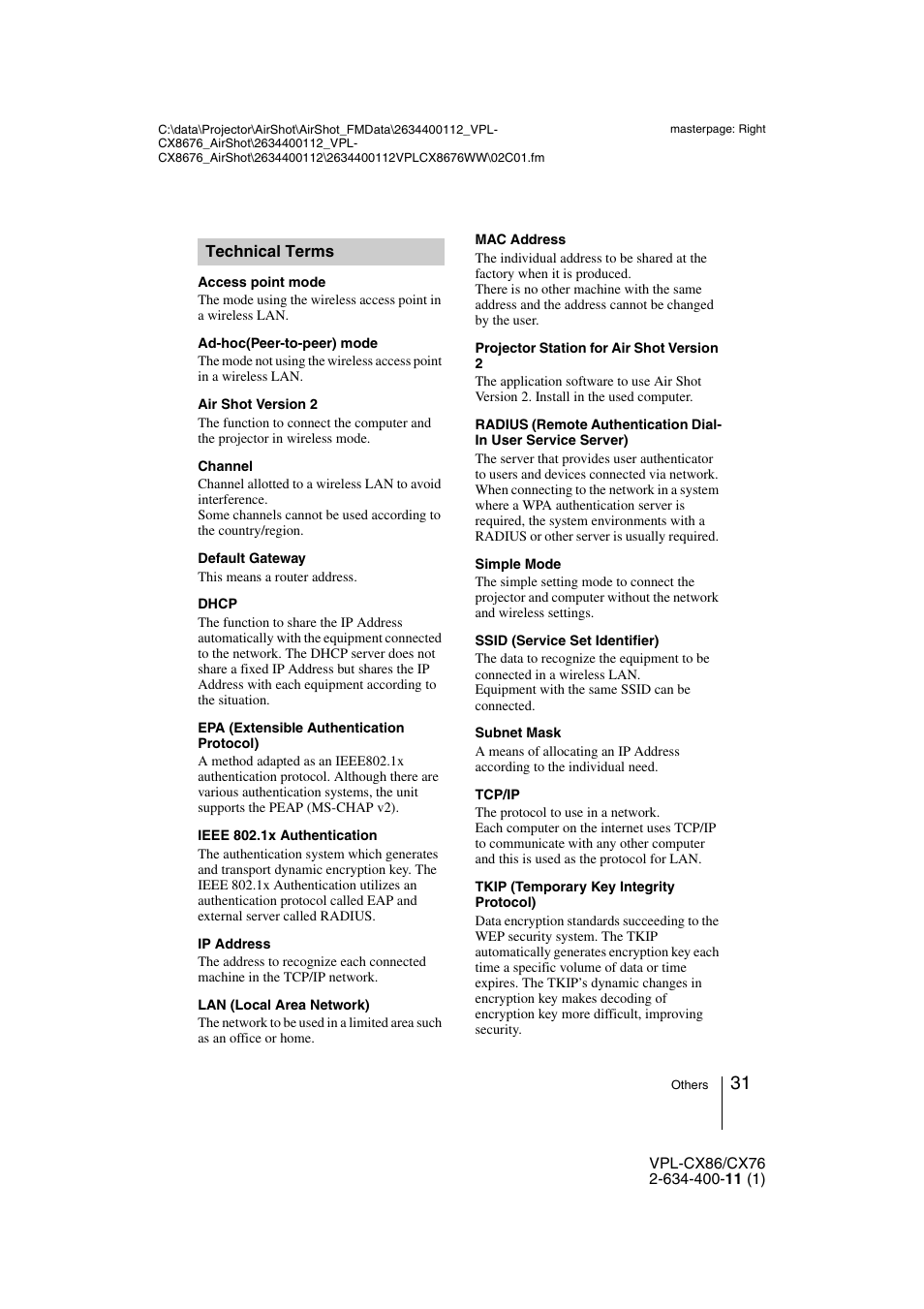 Technical terms | Hama VPL-CX86 User Manual | Page 31 / 33