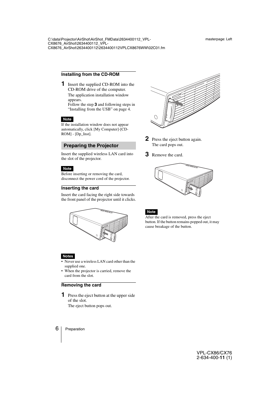 Preparing the projector | Hama VPL-CX86 User Manual | Page 6 / 33