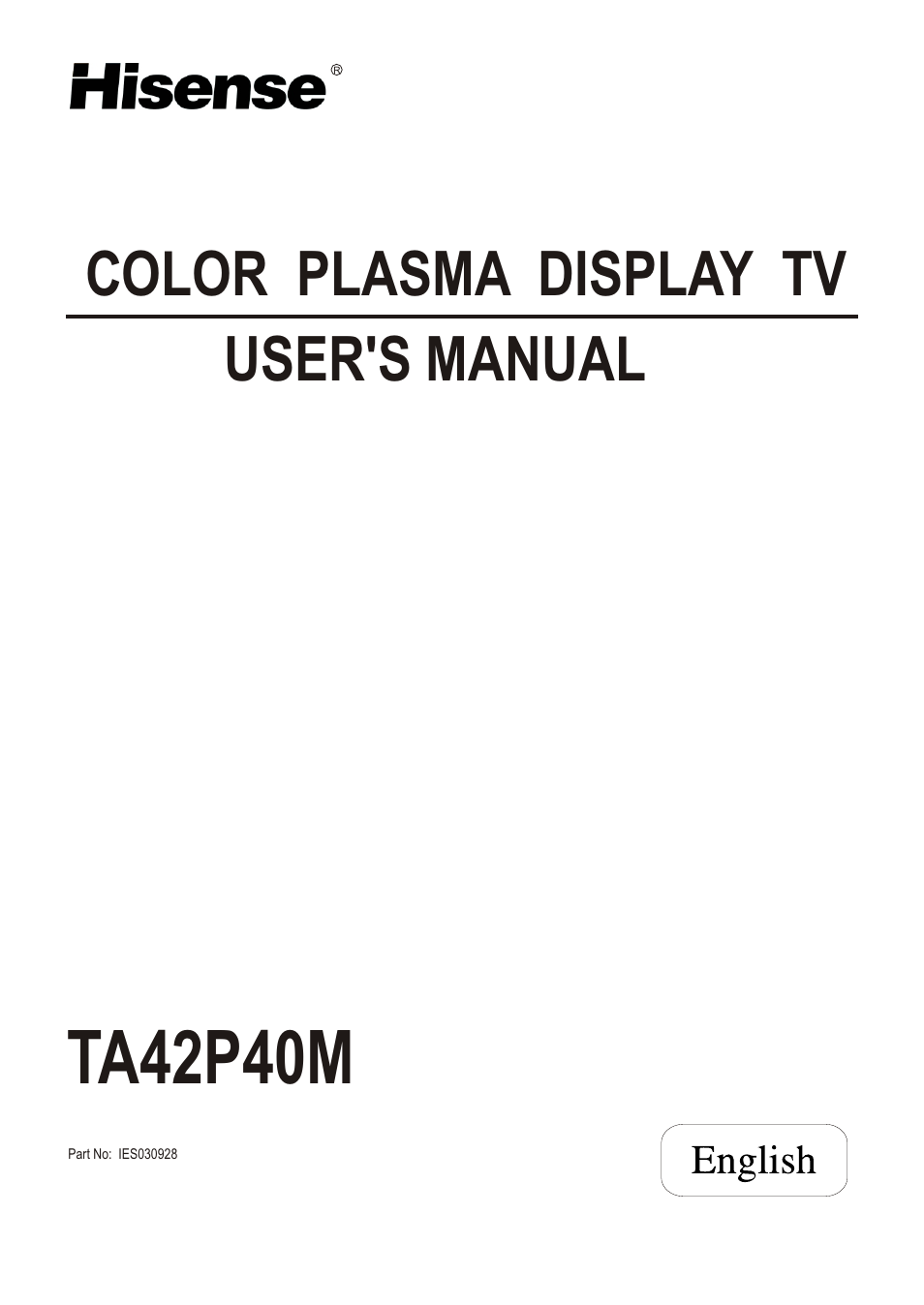 Hisense Group TA42P40M User Manual | 7 pages