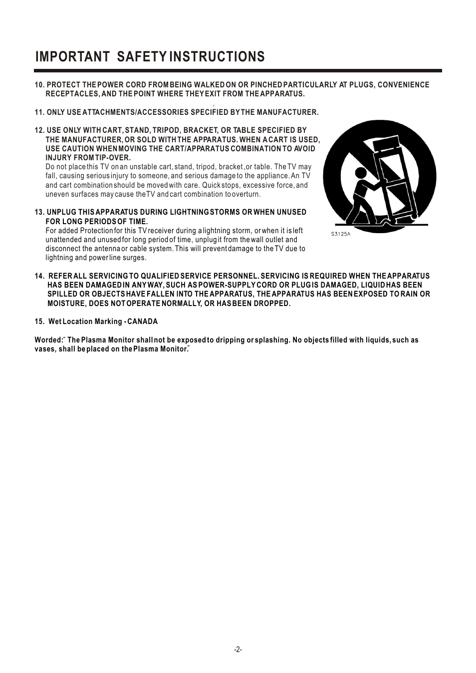 Important safety instructions | Hisense Group TA42P40M User Manual | Page 4 / 7