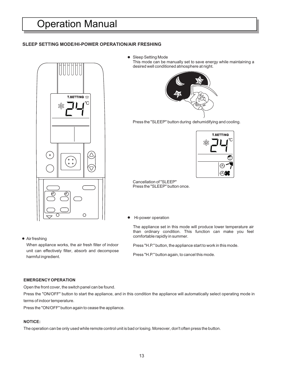 Operation manual | Hisense Group KF-5002GWE User Manual | Page 16 / 29