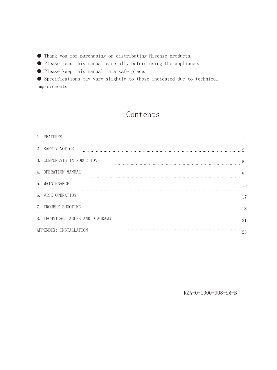 Hisense Group KF-5002GWE User Manual | Page 2 / 29
