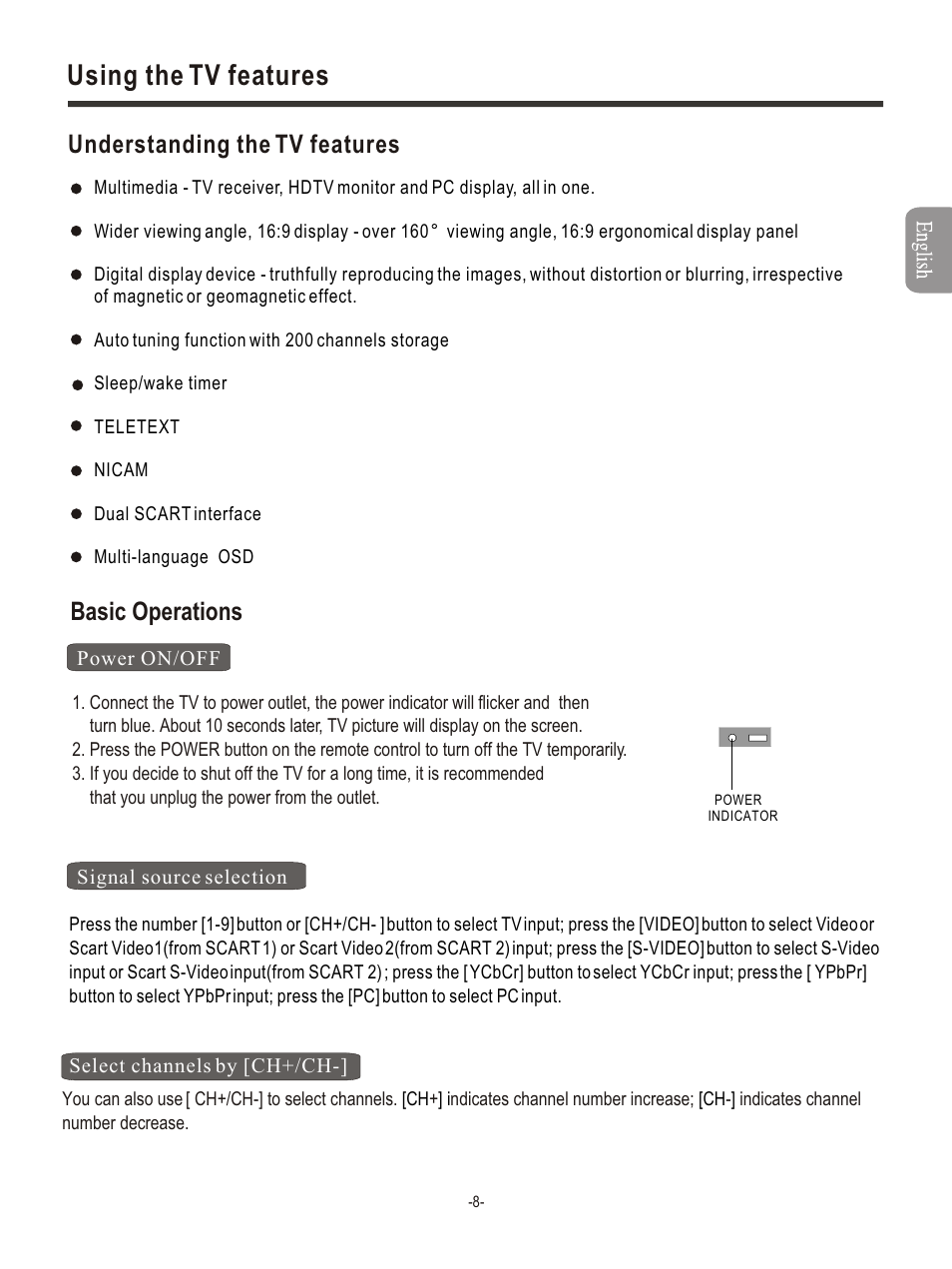 Т³гж 10, Using the tv features, Basic operations understanding the tv features | Hisense Group PDP4211EU User Manual | Page 10 / 23