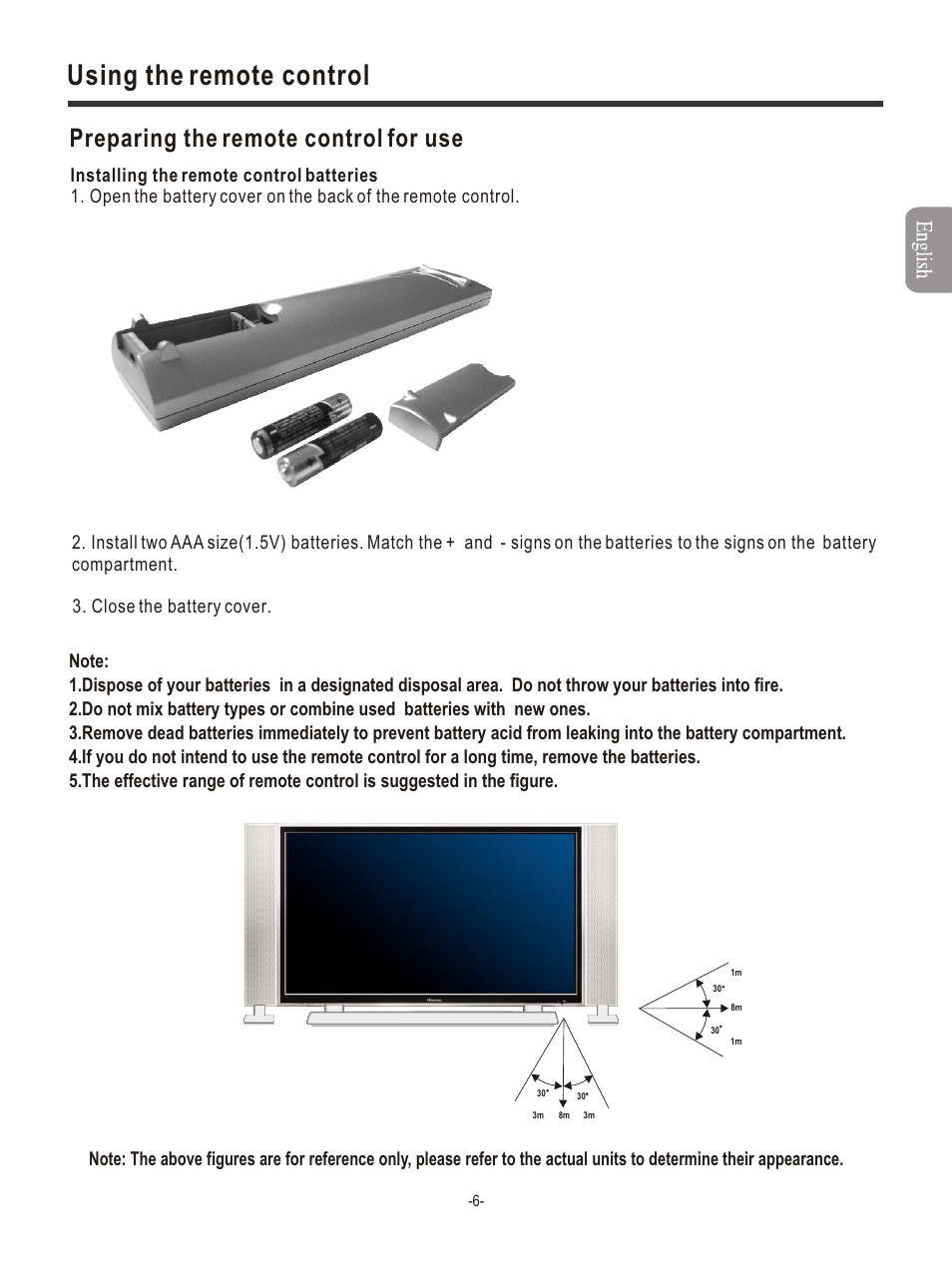 Т³гж 8, Using the remote control, Preparing the remote control for use | Hisense Group PDP4211EU User Manual | Page 8 / 23