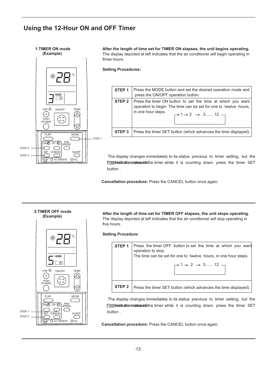 Using the 12-hour on and off timer | Hisense Group KF 346GWE User Manual | Page 15 / 23