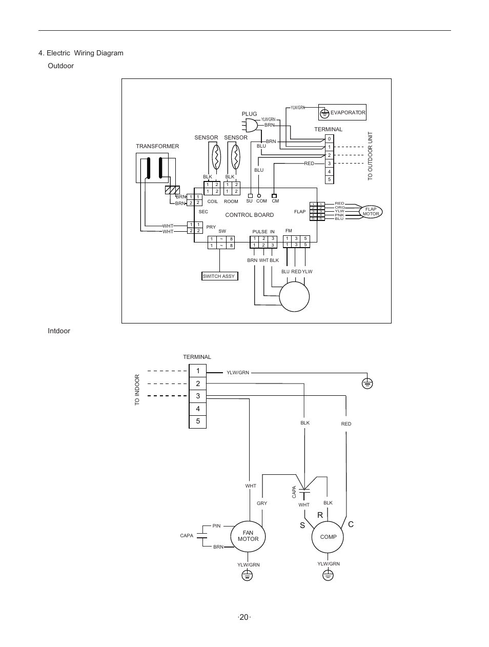 Sr c, Electric wiring diagram outdoor intdoor | Hisense Group KF 346GWE User Manual | Page 22 / 23