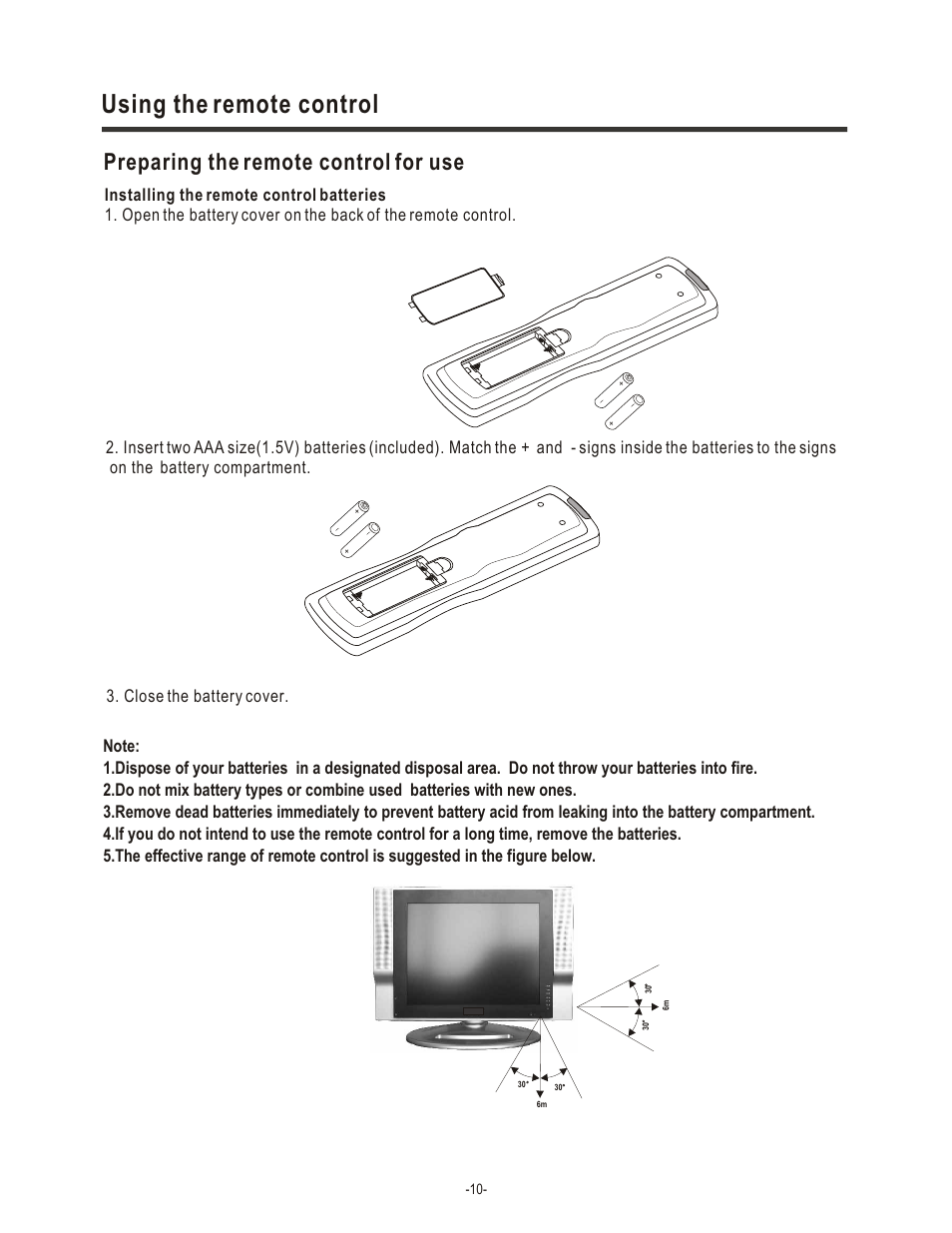 Using the remote control, Preparing the remote control for use | Hisense Group TL 2020 User Manual | Page 12 / 24