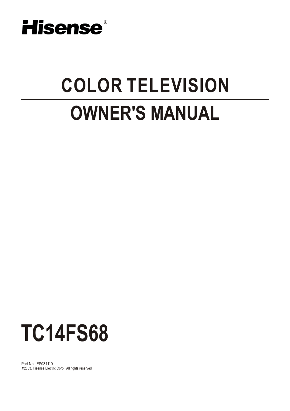 Hisense Group TC14FS68 User Manual | 22 pages