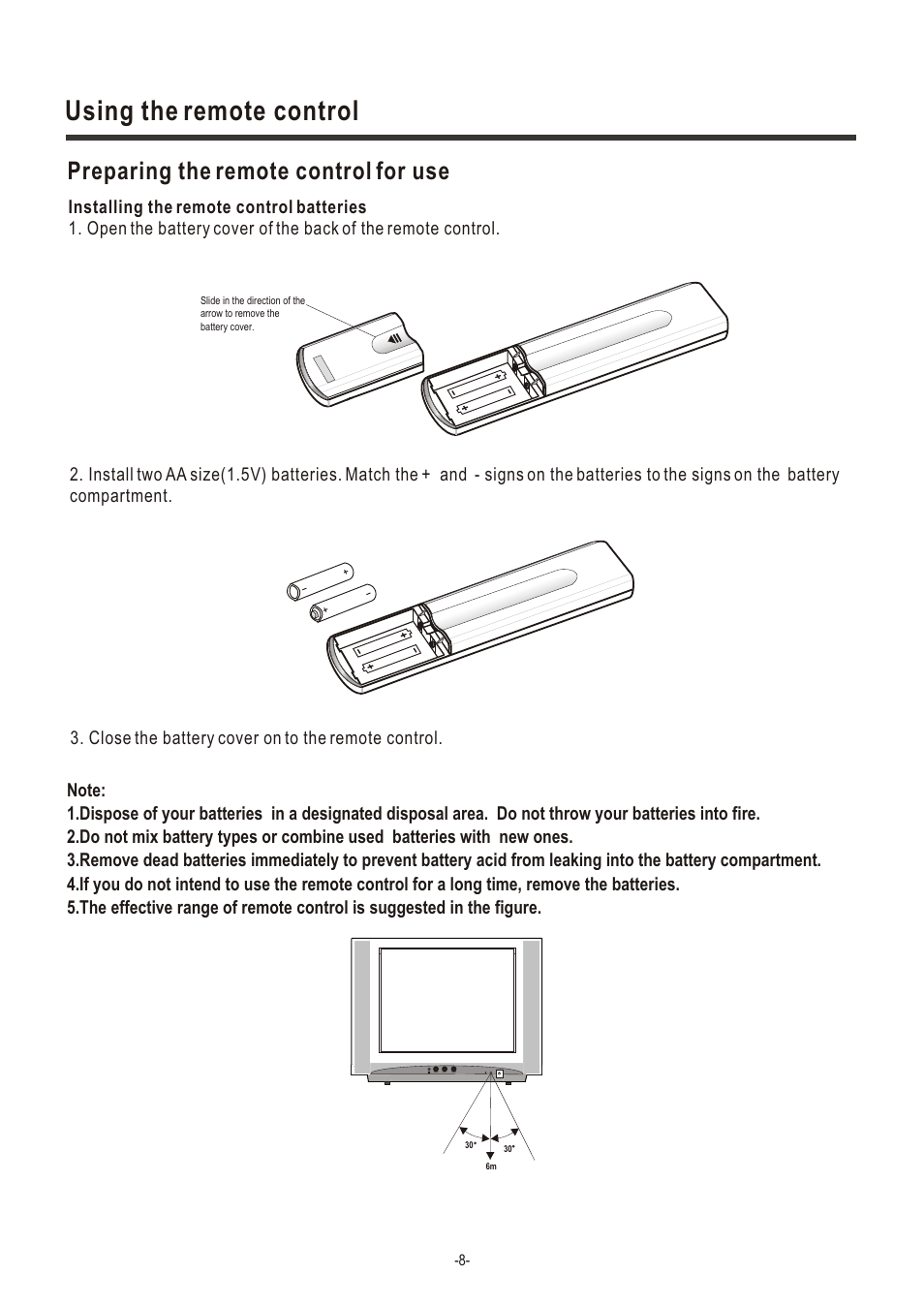 Т³гж 10, Using the remote control, Preparing the remote control for use | Hisense Group TC14FS68 User Manual | Page 10 / 22