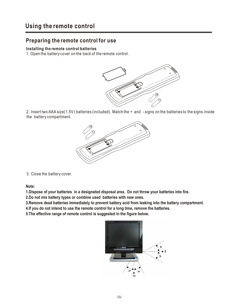 Using the remote control, Preparing the remote control for use | Hisense Group LCD1504US User Manual | Page 11 / 23